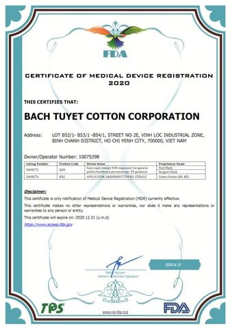 Bông Bạch Tuyết đạt chứng nhận lưu hành quốc tế