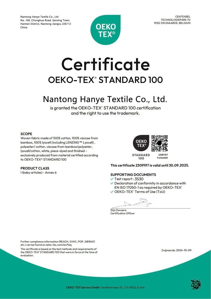 Chứng Nhận OEKO-TEX® STANDARD 100