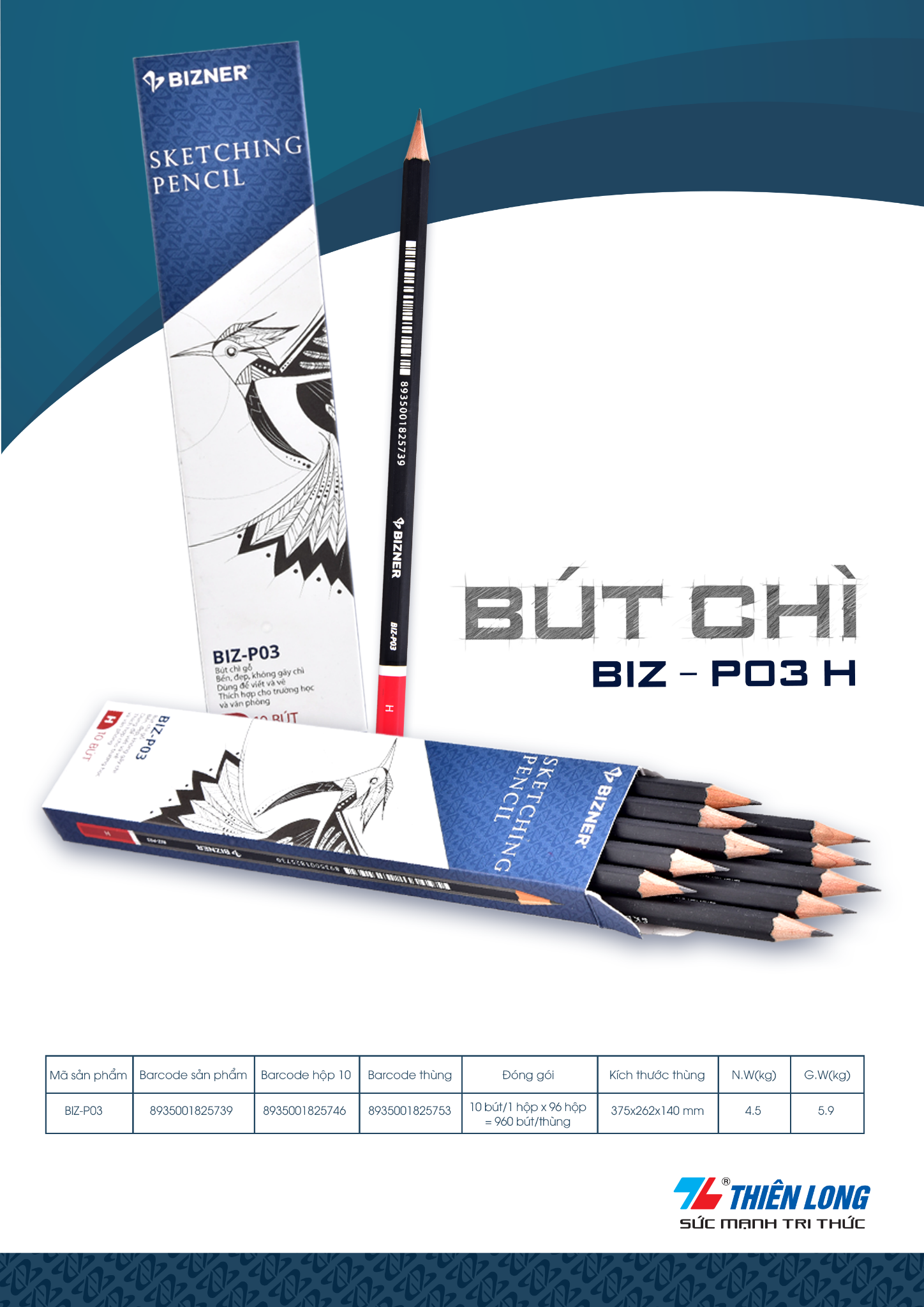 Bút chì gỗ cao cấp Bizner BIZ-P03