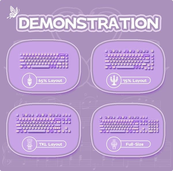 Bộ Keycap bàn phím cơ AKKO Swan Sonata 140 nút màu sắc đẹp mắt dễ thương tô điểm cho bàn phím thêm phần bắt mắt