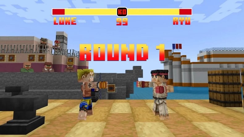 Minecraft thêm DLC mới mặc skin Street Fighter