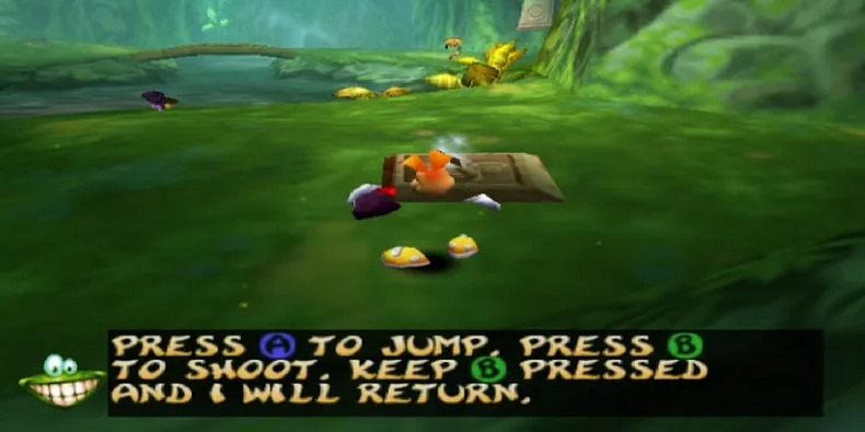 Khi rảnh rỗi, Rayman đùa giỡn với phần thân thể của mình như chơi với quả bóng rổ