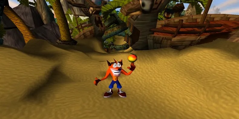 Crash sẽ xoay một quả wumpa trên ngón tay của mình khi bạn không điều khiển trò chơi