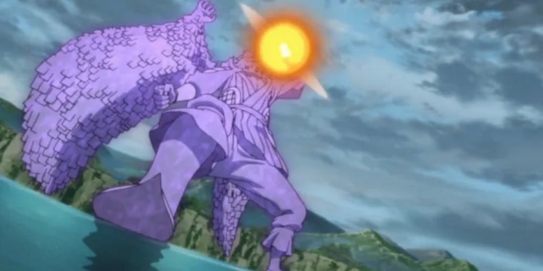 Susanoo của Sasuke tạo ra một quả cầu lửa lớn trong Naruto Shippuden