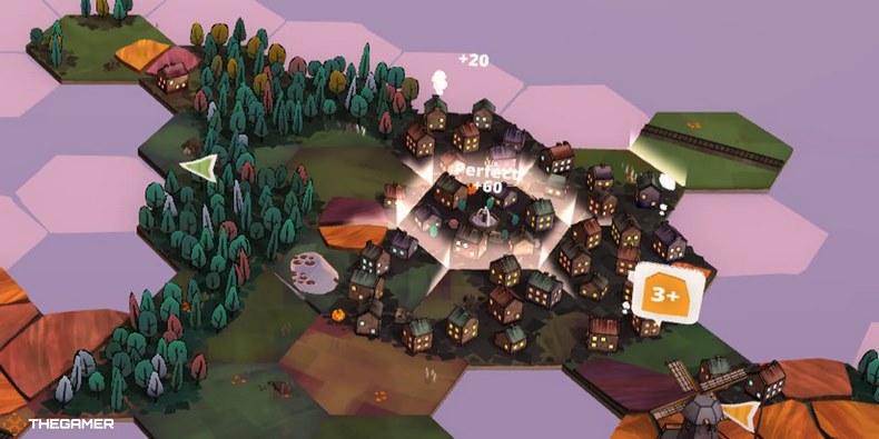 Đoạn trailer cho thấy Dorfromantik là một trò chơi giải đố và chiến lược xây dựng hòa bình
