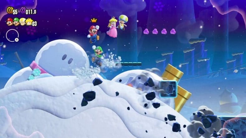 Super Mario Bros. Wonder gồm: Mario, Luigi, Toad, Princess Peach, Princess Daisy và Yoshi