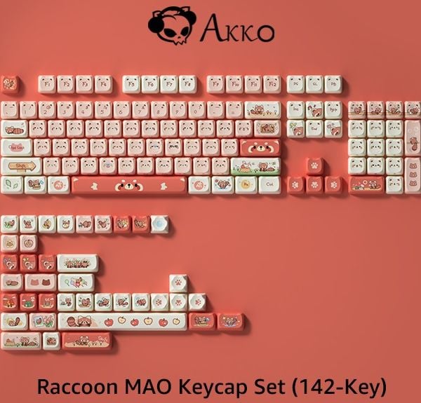 Bộ Keycap bàn phím cơ AKKO Raccoon MAO nút đẹp mắt chất lượng tốt chất liệu bền bỉ an toàn