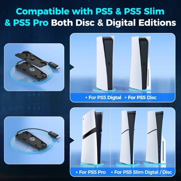 Phụ kiện PS5 chính hãng đế Dựng PS5 _ PS5 Slim Đứng LED RGB IINE L986 nShop giao hàng hỏa tốc