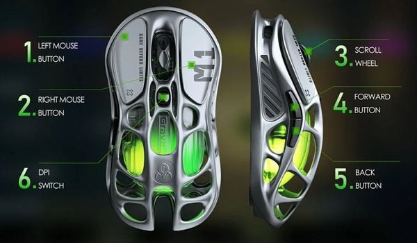 Chuột không dây Gaming GravaStar Mercury M1 Pro Gunmetal Gray chính hãng kích thước nhỏ gọn trọng lượng nhẹ điều khiển dễ dàng