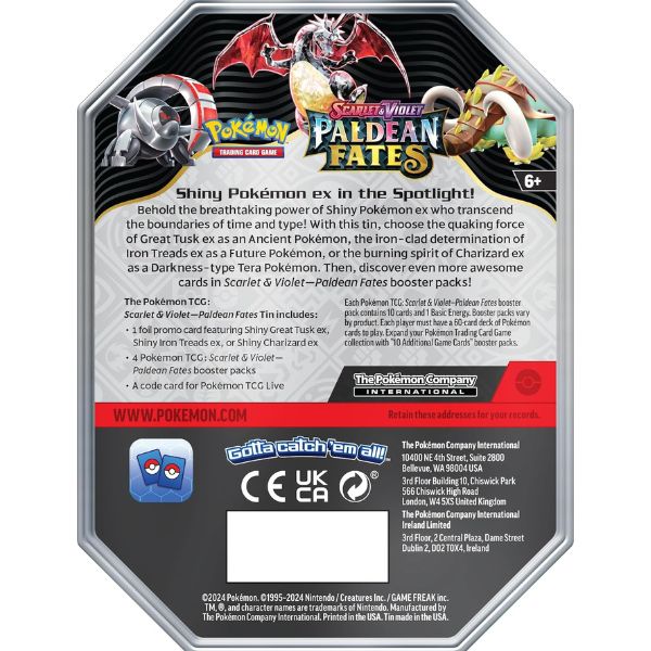 Cửa hàng bán PT111 Pokemon TCG Paldean Fates Tin Shiny Iron Treads ex hàng thật chính hãng in đẹp mắt lấp lánh mở random ngẫu nhiên thú vị