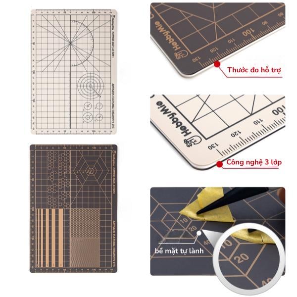 Bộ dụng cụ ráp mô hình Hobby Mio 9 món có miếng lót thảm cắt A5 bảo vệ lưỡi dao mặt bàn