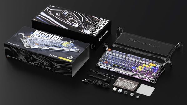 Bàn phím cơ GravaStar Mercury K1 Pro 75% Wireless Mechanical Gaming Keyboard Interstellar Silver thiết kế công thái học, keycap PBT chất lượng cao