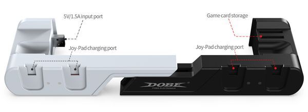 cách lắp đế sạc Joy-con mở rộng gắn Dock Nintendo Switch OLED DOBE Đen Trắng TNS-0122
