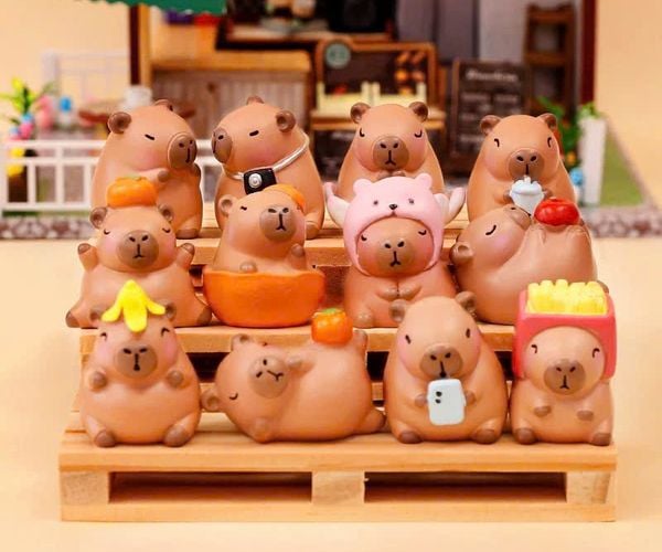 Mô hình Hộp Mù Capybara Đồ Ăn Hàng Đầu Blind Box nhận mô hình siêu cute dễ thương