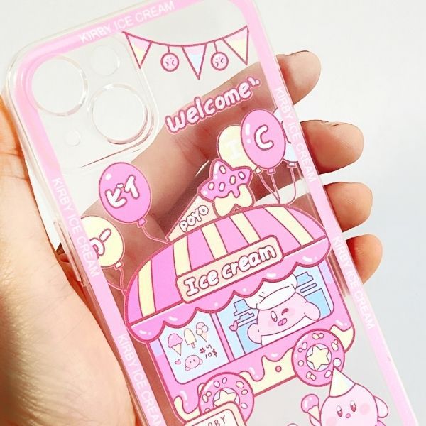 Case Ốp lưng cho iPhone 13 Pro Pro Max hình Kirby Ice Cream Silicon giá rẻ