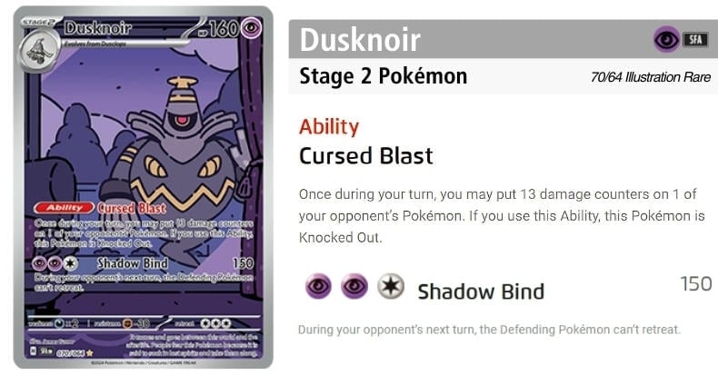 Dusknoir - Thẻ bài knock out Pokemon đối thủ nhanh chóng nhất