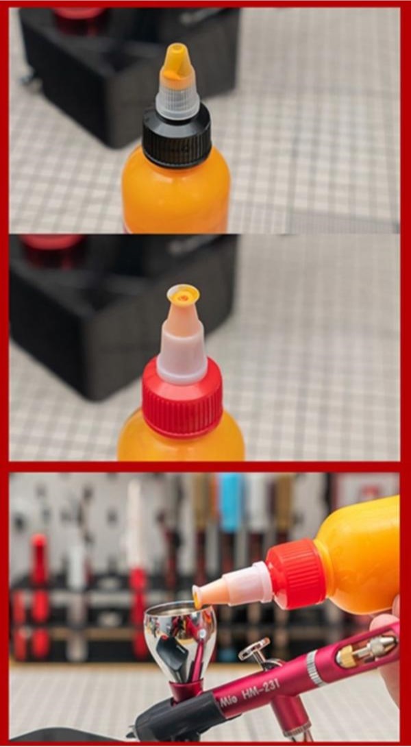 Chai nhựa PET pha sơn có bi thủy tinh 60ml Hobby Mio chống tràn thiết kế thông minh