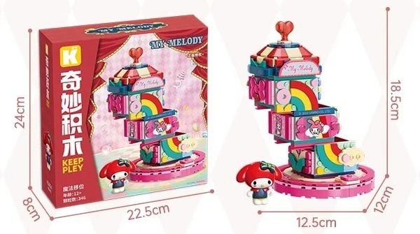 review Mô hình Keeppley Hộp Ảo Thuật Rạp Xiếc My Melody K20824 đẹp mắt trang trí trưng bày bàn học kệ sách