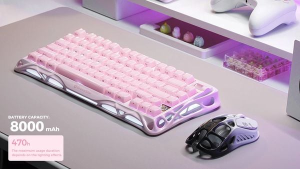 Bàn phím cơ GravaStar Mercury K1 75% Wireless Mechanical Gaming Keyboard Sakura Pink thiết kế độc đáo, đậm chất gaming, độ nhạy cao, kết nối mượt mà