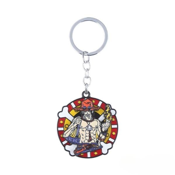 Móc khóa kim loại One Piece xoay tròn hoạ tiết Ace cực ngầu
