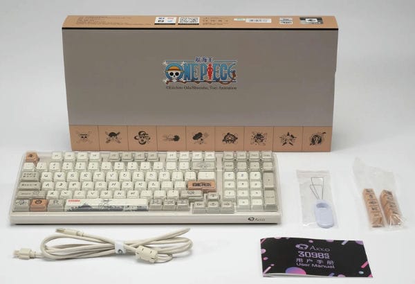 Trọn bộ sản phẩm Bàn phím cơ AKKO 3098S One Piece Calligraphy có nút keycap đặc biệt