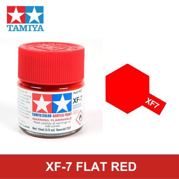 Sơn mô hình Tamiya Acrylic Mini XF-7 Flat Red 81707 chất lượng cao, mau khô, màu đỏ đẹp bám tốt chính hãng nhật bản được ưa chuộng nhất hiện nay, nhiều người chơi mô hình đánh giá cao