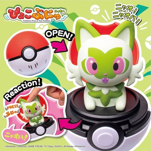 Mô hình Pokemon Pyokopunyu Sprigatito Bóng Bật Poke Ball món đồ chơi hoàn hảo để trang trí hoặc làm quà tặng