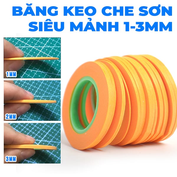 Băng keo che sơn siêu mảnh cỡ 1mm 2mm 3mm