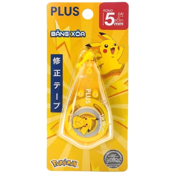 Băng xóa kéo Pokemon Pikachu màu Vàng 5mm x 5m