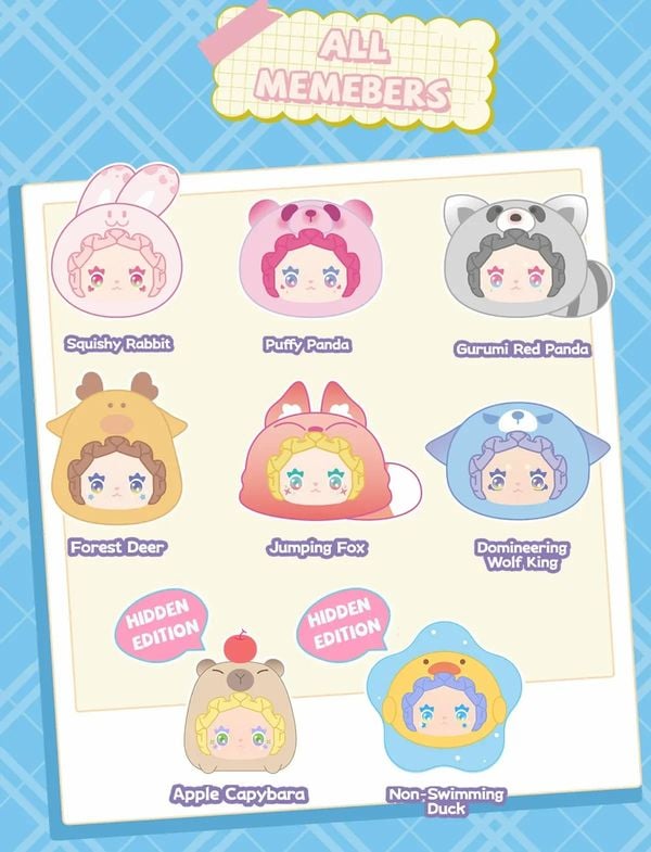 Hộp Mù LOVELY EMMA RUA RUA ZOO Vinyl Face Plush Keychain Blind Box là đồ chơi thú vị, chứa đựng những mô hình gấu bông xinh xắn