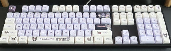 Bộ nút keycap thay thế cho phím cơ hình nhân vật Sanrio Kuromi tím