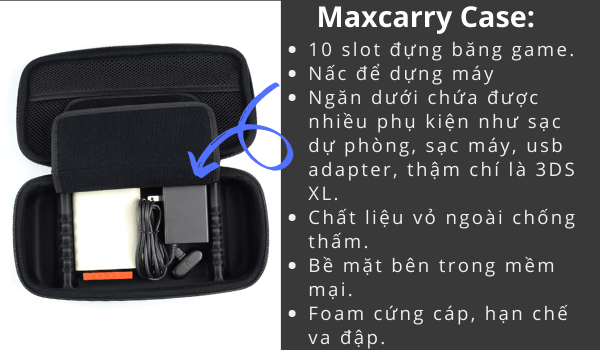 Bóp đựng máy Nintendo Switch để vừa sạc Adapter