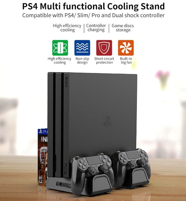 Tản nhiệt mát mẽ và sạc hiệu quả với Đế Sạc Tản Nhiệt PS4 Slim Pro DOBE TP4-882 đa chức năng