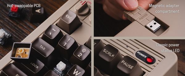 Bàn phím cơ 8BitDo Retro Mechanical Keyboard - C64 Edition chính hãng chất lượng tốt nhỏ gọn đẹp mắt đầy đủ chức năng