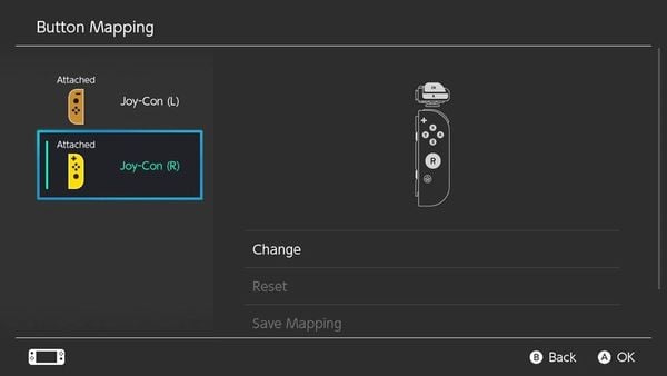 Select the controller you want to set up the keys on the Nintendo Switch