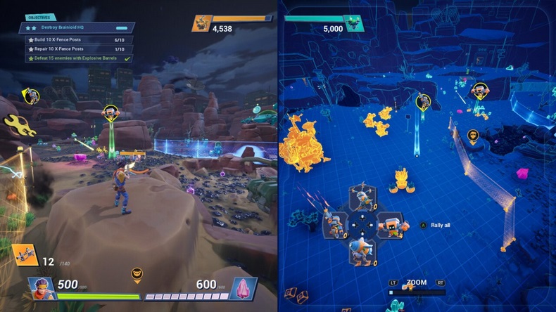 Lối chơi coop local dành cho 2 người chơi trong Chip ‘n Clawz vs. The Brainioids