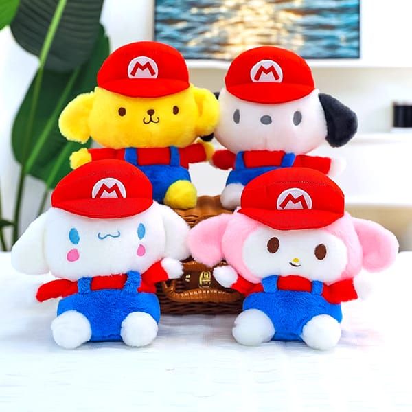 Đồ chơi búp bê gấu bông Thú bông Sanrio đội nón Super Mario giá rẻ cho bé