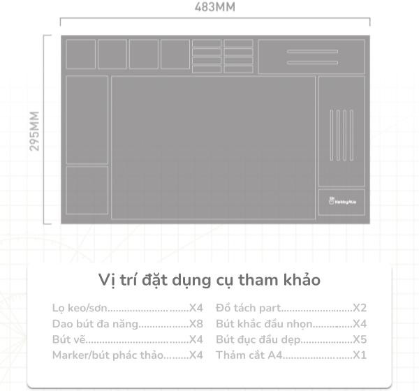 Khay lót kĩ thuật silicon đa năng chống trượt tĩnh điện Hobby Mio diện tích lớn chứa được A4