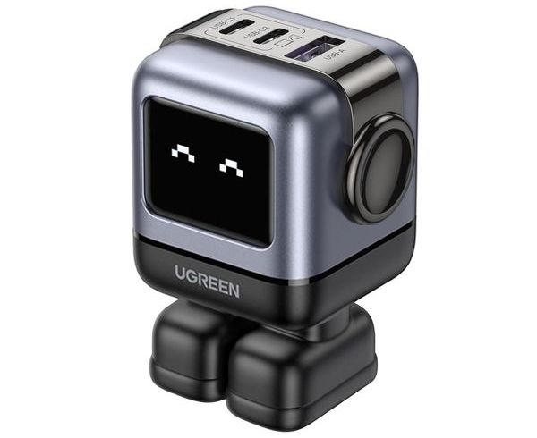 Củ sạc nhanh Nexode RG 65W Robot GaN Mini 3 cổng Type-C x2, Type-A x1 Ugreen CD361 15570 US Space Gray nhỏ gọn tiết kiệm không gian balo và túi xách