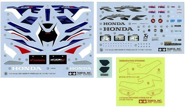 decal xe Honda CBR1000RR-R FIREBLADE SP 1-12 Tamiya 14138