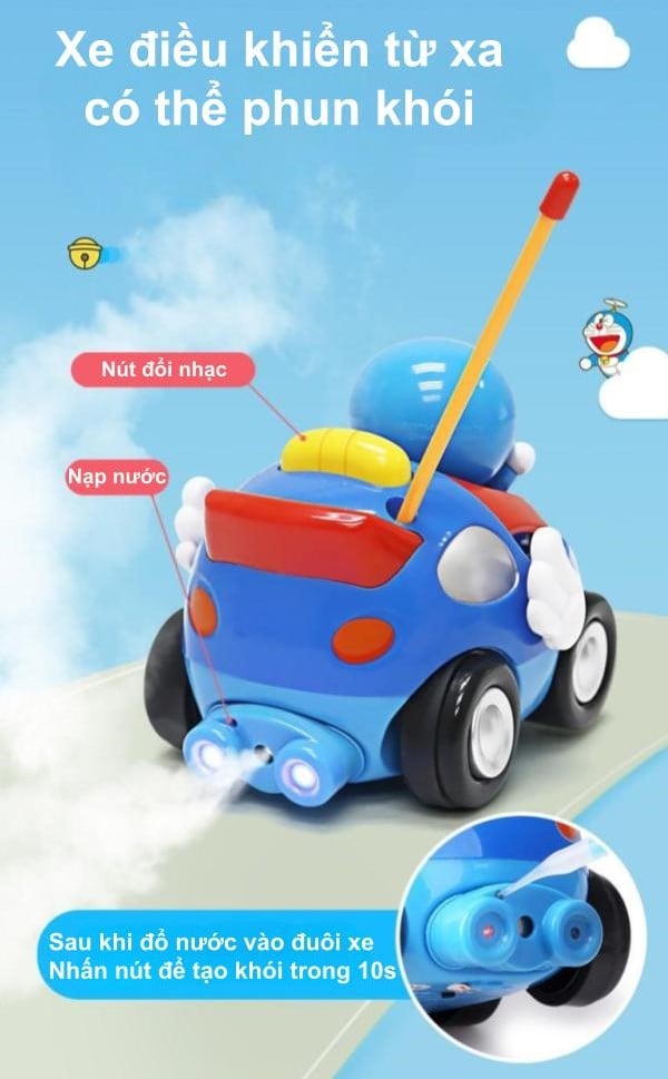 Xe điều khiển từ xa Doraemon Red pin sạc hoàn toàn an toàn cho bé sử dụng