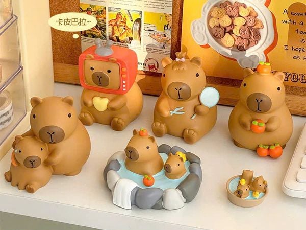 Chơi xé Hộp Mù Mô Hình Capybara Suối Nước Rừng Thông Blind Box cực dễ thương