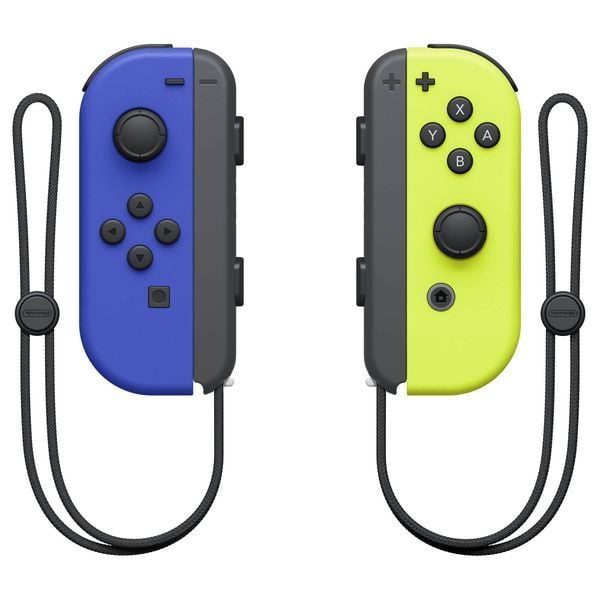 Tay Cầm Nintendo Switch Joy-Con Neon Xanh / Neon Vàng khi lắp strap vào trông khá đẹp mắt