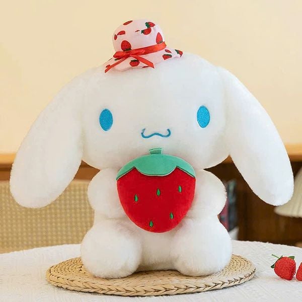 Gấu Bông Sanrio Cinnamoroll ôm dâu 35cm kiểu dáng dễ thương là phụ kiện trang trí siêu đẹp cho góc học tập hoặc phòng ngủ