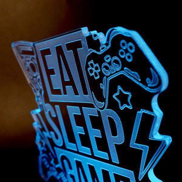 Decor Góc gaming Đèn LED 3D RGB trang trí bàn Gaming tặng kèm remote - Eat Sleep Game Repeat