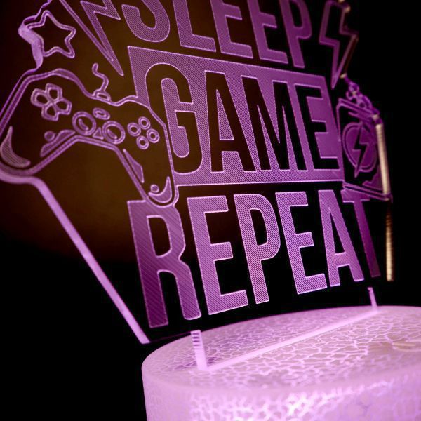 Shop bán Đèn LED 3D RGB trang trí bàn Gaming tặng kèm remote - Eat Sleep Game Repeat