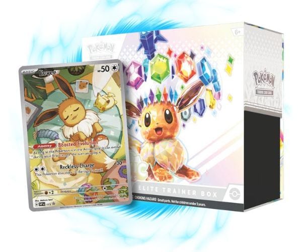 Hộp bài Pokemon TCG SV8.5 Prismatic Evolutions Elite Trainer Box gồm nhiều thẻ bài mạnh mẽ bổ sung bộ sưu tập của bạn