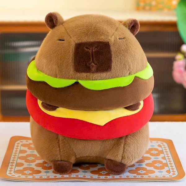 Gấu bông chuột lang nước Capybara hamburger 40cm mềm mại và dễ thương, thích hợp để trang trí phòng ngủ hoặc góc học tập