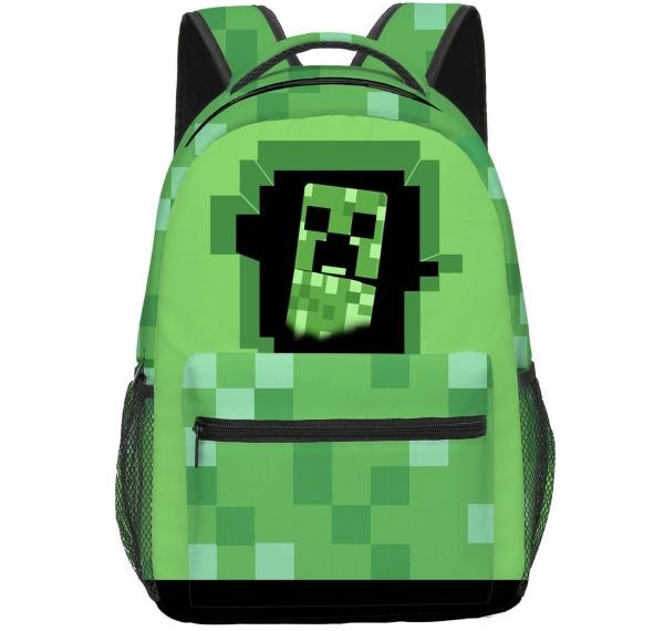 Balo cặp vải đeo lưng Minecraft Creeper phong cách Gaming làm quà tặng bé thích game