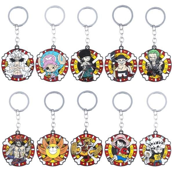 Móc khóa kim loại One Piece xoay tròn bền đẹp
